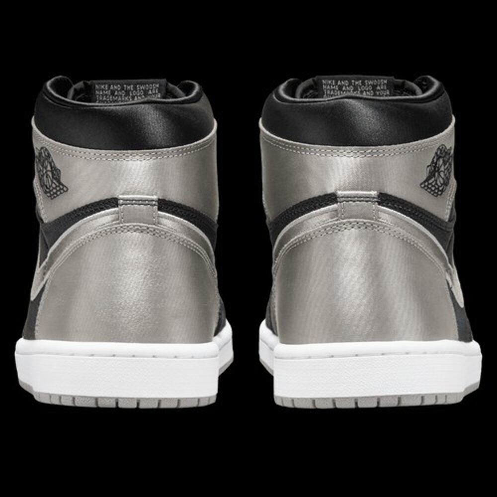 WOMENS AIR JORDAN 1 RETRO HIGH OG, BLACK/MEDIUM GREY SATIN FD4810 010 SIZE 11 - Picture 3 of 6